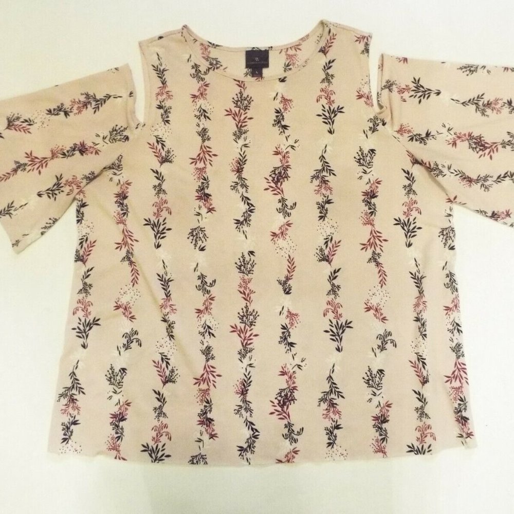 Worthington Pink and Floral Cold Shoulder Blouse